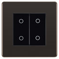 BG Nexus Screwless Black Nickel Double Secondary Touch Dimmer Switch Black Inserts FBNTDS2B