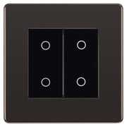 BG Nexus Screwless Black Nickel Double Secondary Touch Dimmer Switch Black Inserts FBNTDS2B by British General (BG-EMTDSB+FBNEMS2)