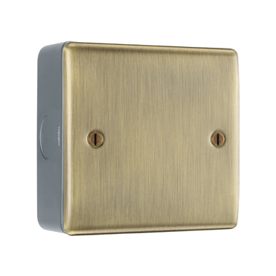 BG Nexus Antique Brass 1 Gang Single Blank Plate with Surface Pattress Back Box by British General (BG-NAB94+MC501)