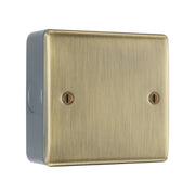 BG Nexus Antique Brass 1 Gang Single Blank Plate with Surface Pattress Back Box by British General (BG-NAB94+MC501)