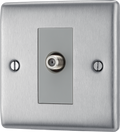 BG NBS64 Nexus Satellite,1 gang Brushed Steel Satellite Socket Outlets