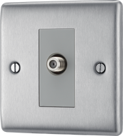 BG NBS64 Nexus Satellite,1 gang Brushed Steel Satellite Socket Outlets by British General (BG-NBS64-Shopify-SA_1)