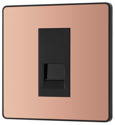 BG Evolve PCDCPBTM1B Polished Copper 1 Gang Master Telephone Outlet - Black Insert