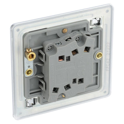 BG Screwless Polished Chrome 20A 16AX 2 Way Double Light Switch FPC42 with 25mm Steel Back Box