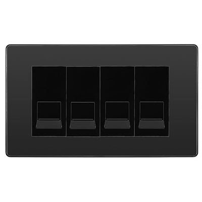 BG Evolve Black Chrome 4 Gang RJ11 Telephone Socket Euro Module - Black Insert