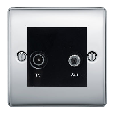 BG Nexus Metal Polished Chrome TV & Satellite Socket NPCTVSATB