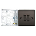 BG Nexus Black Nickel 20A, 16AX 2 Way Double Light Switch NBN42 and 25mm Steel Back Box