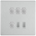 BG Screwless Brushed Steel 6 Gang Light Switch 4x Trailing Edge LED Dimmer, 1x Intermediate, 1x 2-Way Switch