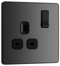 BG PCDBC21B Black Chrome Evolve 1 Gang 13A Switched Socket Outlet - Black Insert