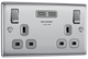 BG NBS22U3G Nexus Metal Brushed Steel 2 Gang 13A 2x USB-A 3.1A Switched Socket - Grey Insert