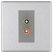 BG Screwless Brushed Steel Euro Module RCA X 2 Outlet FBSRCA2G by British General (BG-FBSRCA2G)