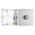 BG Screwless Brushed Steel 200W 2 Way Single Trailing Edge Dimmer Switch FBS81 with 25mm Steel Back Box