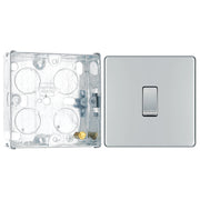 BG Screwless Polished Chrome 20A 16AX Intermediate Light Switch FPC13 with 25mm Steel Back Box by British General (BG-FPC13+HGS02)