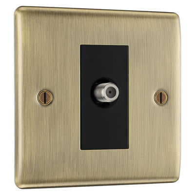 BG Nexus Antique Brass Single Satellite Socket NAB64 with 35mm Steel Back Box