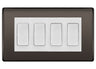 BG Nexus Black Nickel 4-Gang Light Switch 1x 2-Way + 3x Intermediate – White Inserts by British General (BG-Nexus-BN-4G-Combo-3x INT-1x 2WAY-WH)