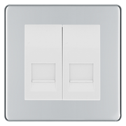 BG Screwless Polished Chrome Double Master Telephone Socket, Screw Terminal - White Insert by British General (BG-FPCBTMS2W)
