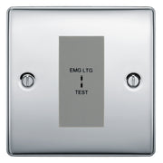 BG Nexus Metal Polished Chrome 20AX 2 Way Emergency Lighting Test Key Switch - Grey Insert