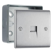 BG Nexus Brushed Steel 1 Gang Master Telephone Socket with Surface Pattress Back Box by British General (BG-NBSBTM1+MC501)