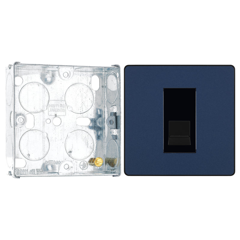 BG Evolve Matt Blue Single Master Telephone Socket PCDDBBTM1B with 25mm Steel Back Box