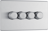 BG Electrical FBS84 Nexus Flatplate Screwless Brushed Steel 4 Gang 200W 2 Way Trailing-Edge Push Dimmer Switch by British General (BG-FBS84-Shopify-SA_1)