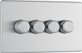 FBS84 Front - This trailing edge quadruple dimmer switch from British General allows you to control your light levels and set the mood. The intelligent electronic circuit monitors the connected load and provides a soft-start with protection against thermal.