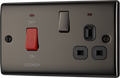 BG NBN70B Nexus Metal Black Nickel 45A 2 Pole Cooker Switch 13A Neon Switched Socket