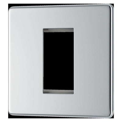 BG Flatplate Screwless Polished Chrome 20AX 2 Way Emergency Lighting Test Key Switch - Key Included - Black Insert