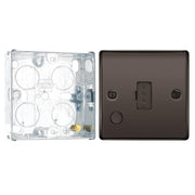 BG Nexus Black Nickel 13A Unswitched Spur with Flex Outlet NBN55 and 25mm Steel Back Box by British General (BG-NBN55+HGS02)