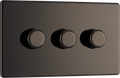 BG Electrical FBN83 Nexus Flatplate Screwless Black Nickel 3 Gang 200W 2 Way Trailing-Edge Push Dimmer Switch