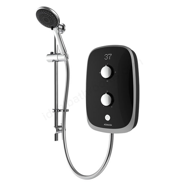 Aqualisa eVolve 10.5kW Electric Shower w/ Adjustable Head - Black/Satin Silver - VOTZ27