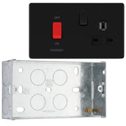 BG Screwless Matt Black 45A Cooker Control Unit FFB70B with 35mm Steel Back Box by British General