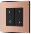 BG Evolve PCDCPTDM2B Polished Copper 2 Gang 200W Trailing Edge Master Touch Dimmer - Black Insert