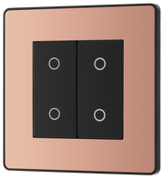 BG Evolve PCDCPTDM2B Polished Copper 2 Gang 200W Trailing Edge Master Touch Dimmer - Black Insert by British General (BG-PCDCPTDM2B-SA_1)