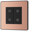 BG Evolve PCDCPTDM2B Polished Copper 2 Gang 200W Trailing Edge Master Touch Dimmer - Black Insert by British General (BG-PCDCPTDM2B-SA_1)