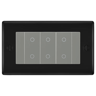 BG Nexus Matt Black Triple Secondary Touch Dimmer Switch Grey Inserts by British General (BG-EMTDSG+NFBEMR4)