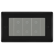BG Nexus Matt Black Triple Secondary Touch Dimmer Switch Grey Inserts by British General (BG-EMTDSG+NFBEMR4)