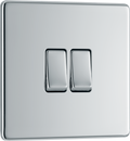 BG FPC42 Nexus Screwless FlatPlate Double Light Switch Polished Chrome 2 Way 10A