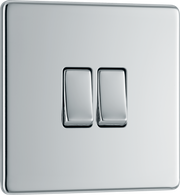 BG FPC42 Nexus Screwless FlatPlate Double Light Switch Polished Chrome 2 Way 10A by British General (BG-FPC42-Shopify-SA_1)