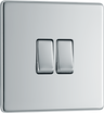 BG FPC42 Nexus Screwless FlatPlate Double Light Switch Polished Chrome 2 Way 10A by British General (BG-FPC42-Shopify-SA_1)