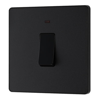 BG Evolve Matt Black 20A 2 Pole LED Switch PCDMB31B with 35mm Steel Back Box