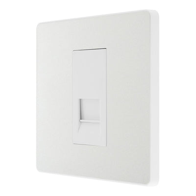 BG Evolve Pearlescent White 1 Gang Secondary Telephone Socket PCDCLBTS1W with 35mm Steel Back Box