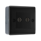 BG Nexus Metal Matt Black 2 Gang Double Isolated TV Aerial Socket NFB63