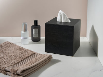 Corby Buxton Cube Tissue Box Cover in Black BUSA Bamboo
