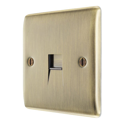 BG Nexus Antique Brass Single Slave Telephone Socket NABBTS1 with 25mm Steel Back Box