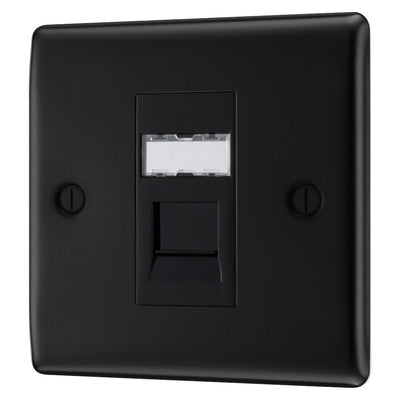 BG Nexus Matt Black 1 Gang RJ45 Single Data Outlet NFBRJ451 with 35mm Steel Back Box