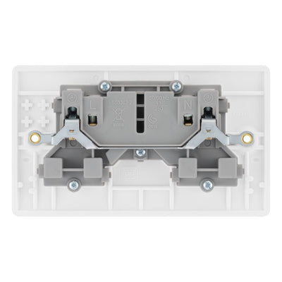 BG Nexus 13A Double Unswitched Power Socket White & 32mm Pattress Back Box