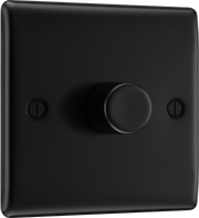 BG NFB81 Nexus Metal Matt Black 1 Gang 200W 2 Way Push On-Off Intelligent LED Dimmer Switch by British General (BG-NFB81-SA_1)
