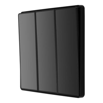 BG Evolve Black Chrome 2 Way Triple Edge to Edge Rocker Switch PCDBC43EB with 35mm Steel Back Box