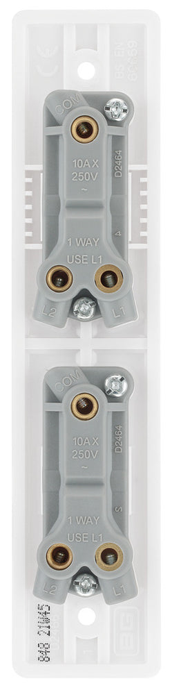 BG 848 Moulded Round Edge | White | 2 Gang 10A 2 Way Architrave Switch by British General (BG-848)
