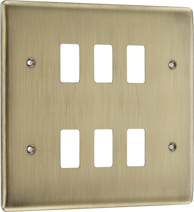 BG RNAB6 Nexus Metal Antique Brass 6 Module Grid Front Plate